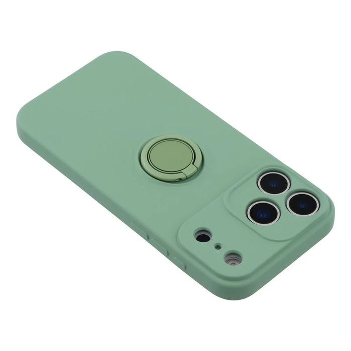 For iPhone 17 Pro Max Silicone Case with Strap Ring Kickstand Phone Cover - Green - 6