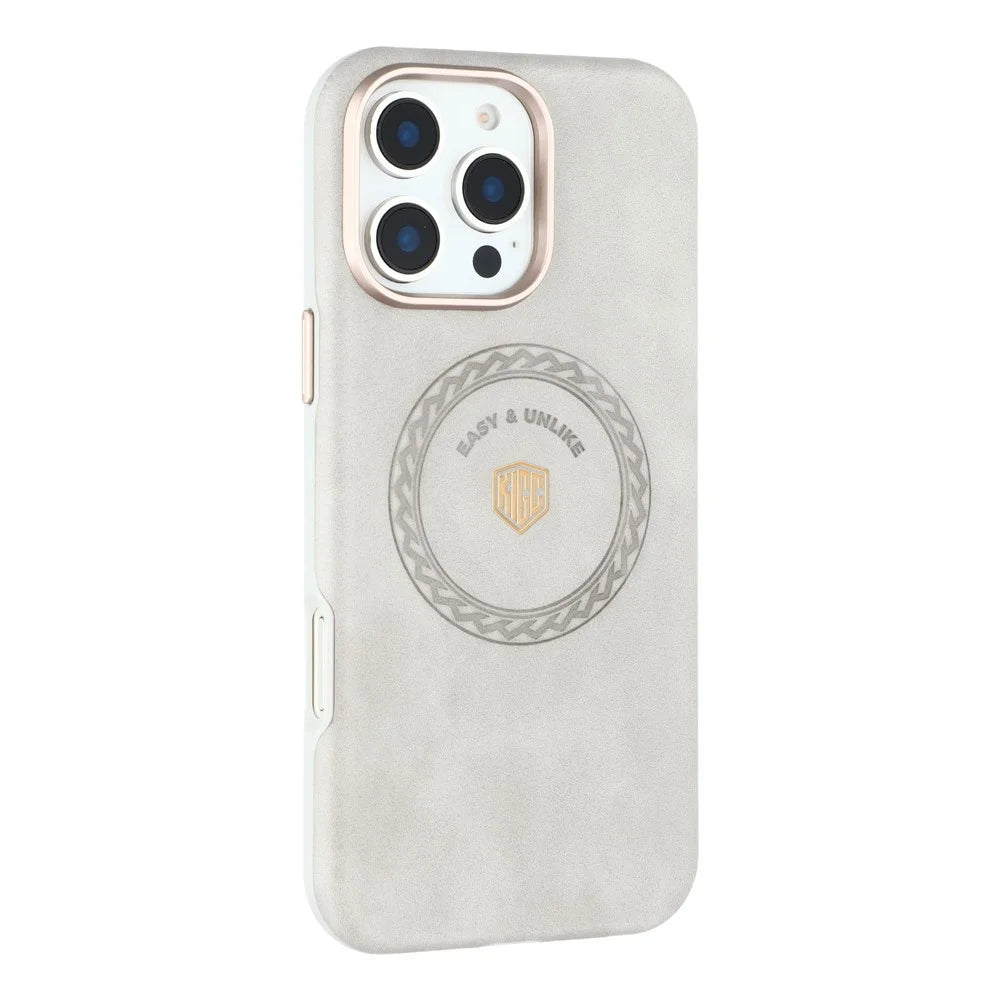 KIGC For iPhone 16 Pro Max Case Compatible with MagSafe PU Leather TPU Phone Back Cover - Grey - 1