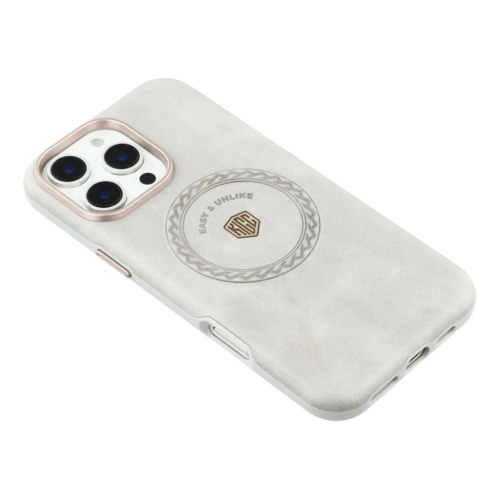 KIGC For iPhone 16 Pro Max Case Compatible with MagSafe PU Leather TPU Phone Back Cover - Grey - 4