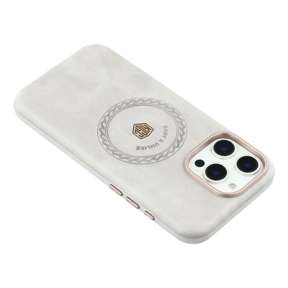 KIGC For iPhone 16 Pro Max Case Compatible with MagSafe PU Leather TPU Phone Back Cover - Grey - 5