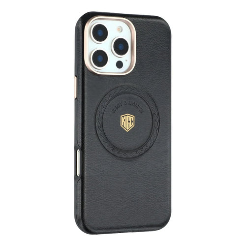 KIGC For iPhone 16 Pro Case Compatible with MagSafe PU Leather TPU Phone Back Cover - Black - 1
