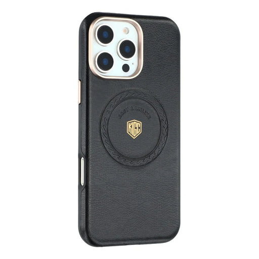 KIGC For iPhone 16 Pro Case Compatible with MagSafe PU Leather TPU Phone Back Cover - Black - 1