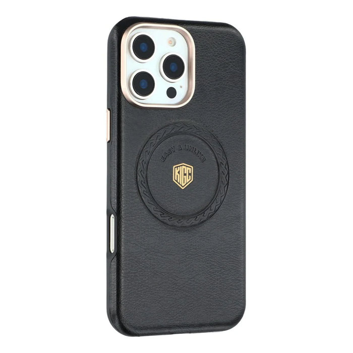 KIGC For iPhone 16 Pro Case Compatible with MagSafe PU Leather TPU Phone Back Cover - Black - 1