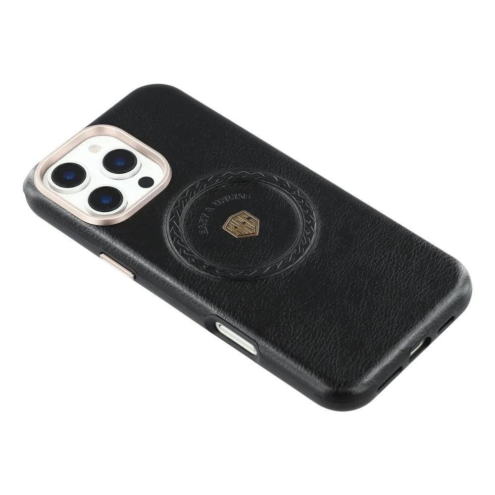 KIGC For iPhone 16 Pro Case Compatible with MagSafe PU Leather TPU Phone Back Cover - Black - 4