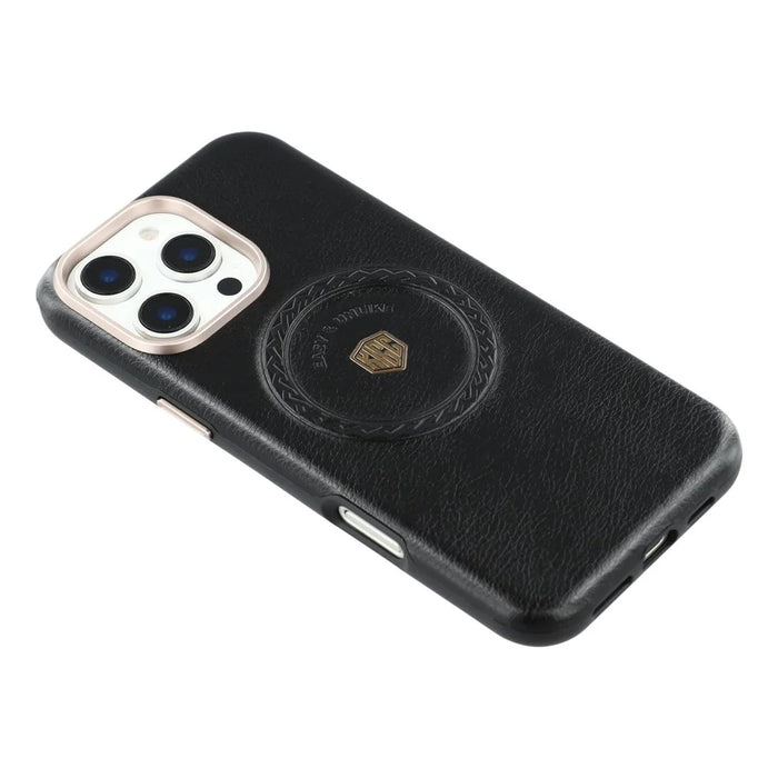 KIGC For iPhone 16 Pro Case Compatible with MagSafe PU Leather TPU Phone Back Cover - Black - 4