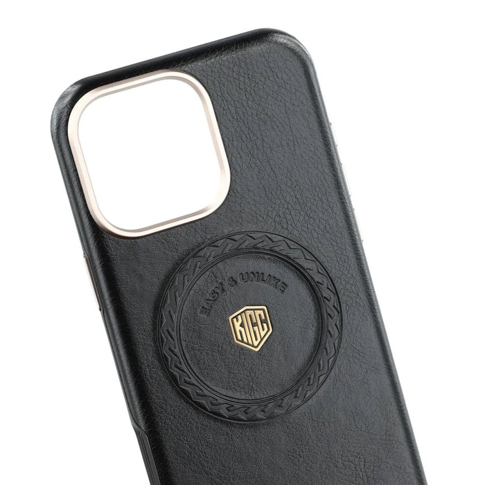 KIGC For iPhone 16 Pro Case Compatible with MagSafe PU Leather TPU Phone Back Cover - Black - 7
