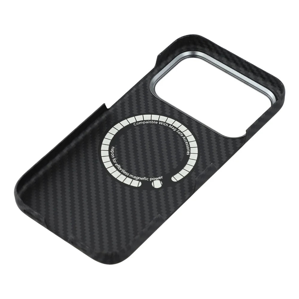 For iPhone 17 Pro Max Magnetic Case 1500D Coarse Texture Aramid Fiber Phone Cover with Metal Lens Frame - 6