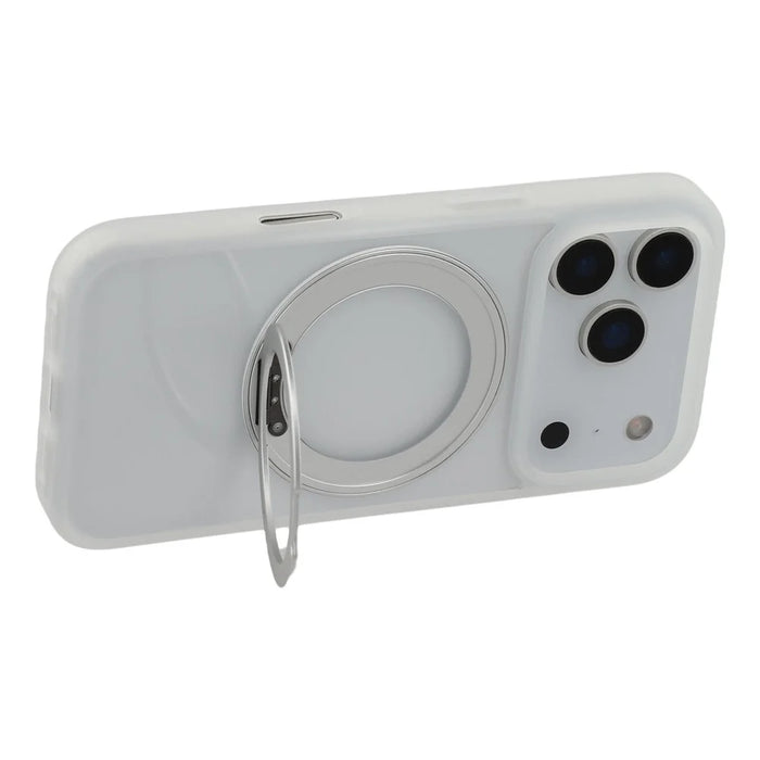 For iPhone 17 Pro Max Case Ring Holder Kickstand PC + TPU Phone Cover - White - 4