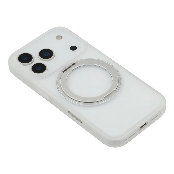 For iPhone 17 Pro Max Case Ring Holder Kickstand PC + TPU Phone Cover - White - 5