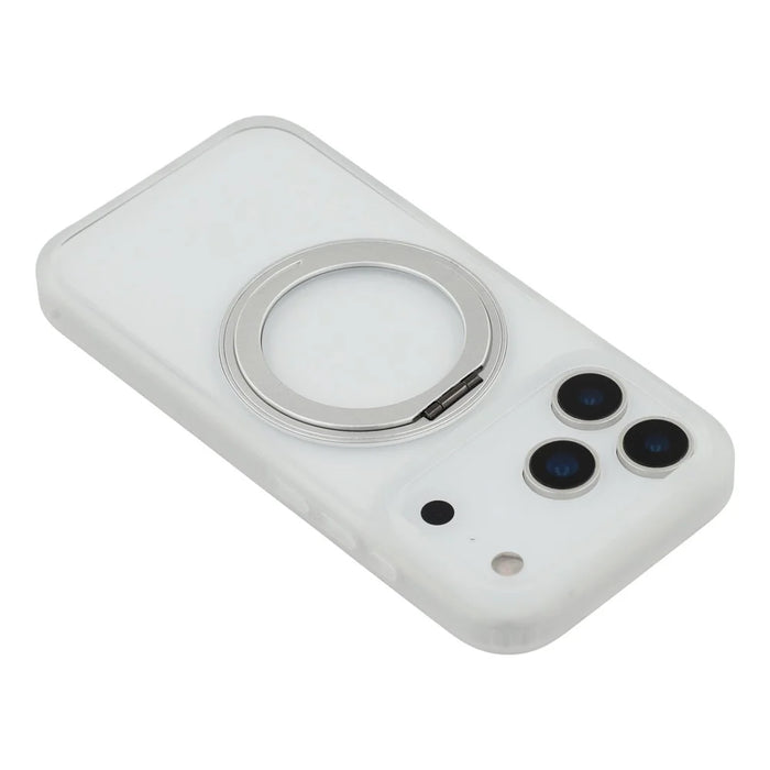 For iPhone 17 Pro Max Case Ring Holder Kickstand PC + TPU Phone Cover - White - 6