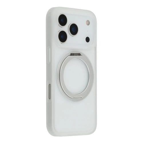 For iPhone 17 Pro Case Ring Holder Kickstand PC + TPU Phone Cover - White - 1