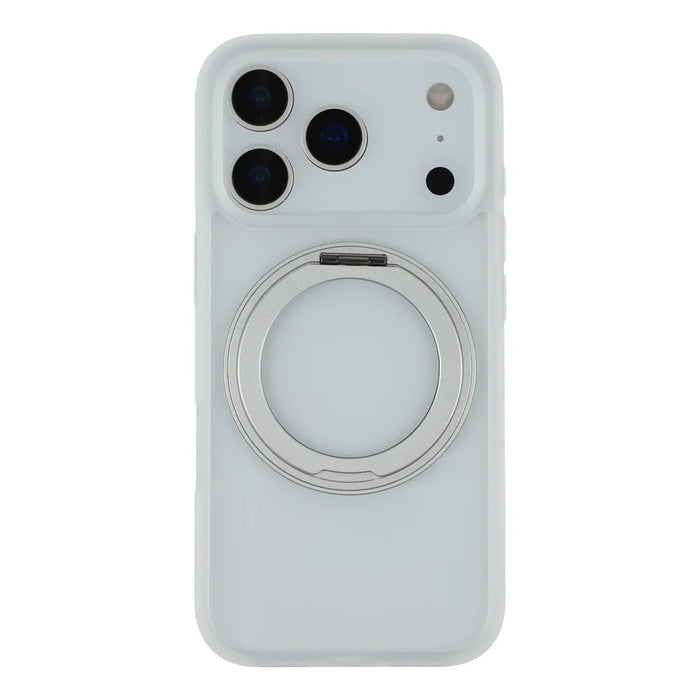 For iPhone 17 Pro Case Ring Holder Kickstand PC + TPU Phone Cover - White - 3