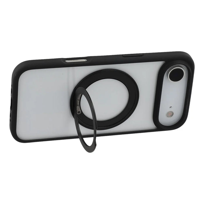 For iPhone Air Case Ring Holder Kickstand PC + TPU Phone Cover - Black - 4