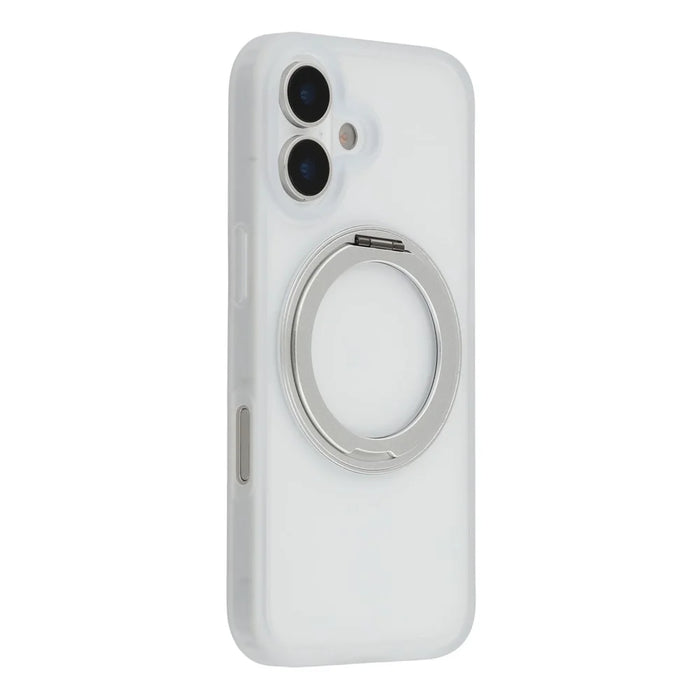 For iPhone 17 Case Ring Holder Kickstand PC + TPU Phone Cover - White - 1