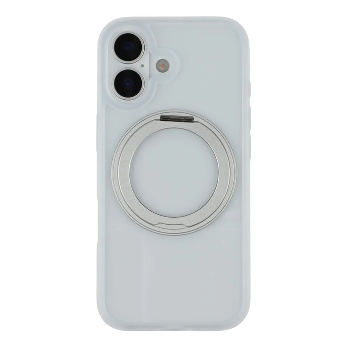 For iPhone 17 Case Ring Holder Kickstand PC + TPU Phone Cover - White - 3