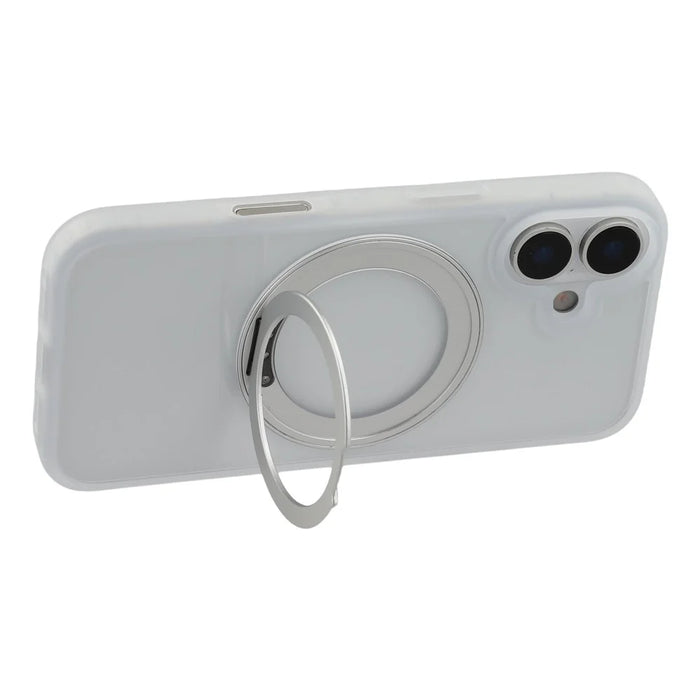 For iPhone 17 Case Ring Holder Kickstand PC + TPU Phone Cover - White - 4