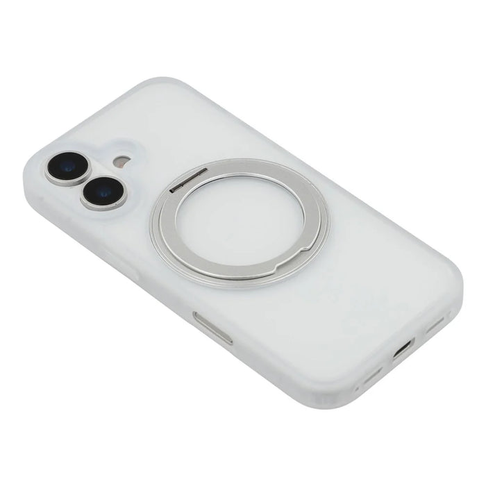 For iPhone 17 Case Ring Holder Kickstand PC + TPU Phone Cover - White - 5