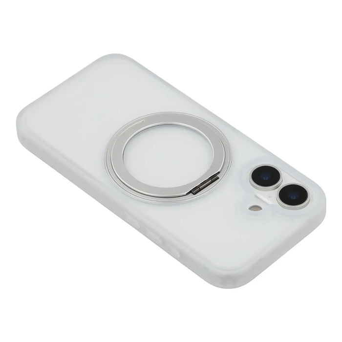 For iPhone 17 Case Ring Holder Kickstand PC + TPU Phone Cover - White - 6