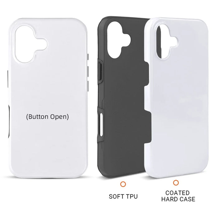 5Pcs / Pack For iPhone 16 TPU+PC Case 3D Sublimation Blank Glossy Phone Cover - 2