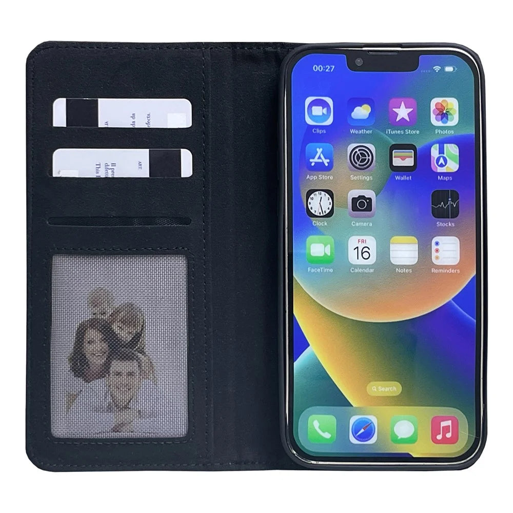 For iPhone 16 Case DIY Blank Heat Transfer Leather Flip Phone Cover Set with Inner TPU Case - 2