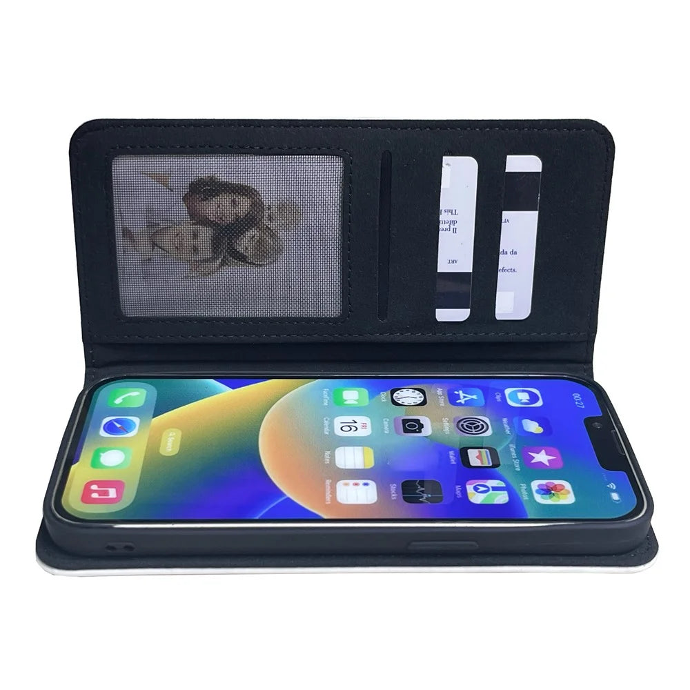 For iPhone 16 Case DIY Blank Heat Transfer Leather Flip Phone Cover Set with Inner TPU Case - 3