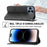 For iPhone 14 Pro Max Calf Texture PU Leather Case Magnetic Wallet Imprinted Rhombus Pattern Phone Stand Cover with Strap - Black - 4