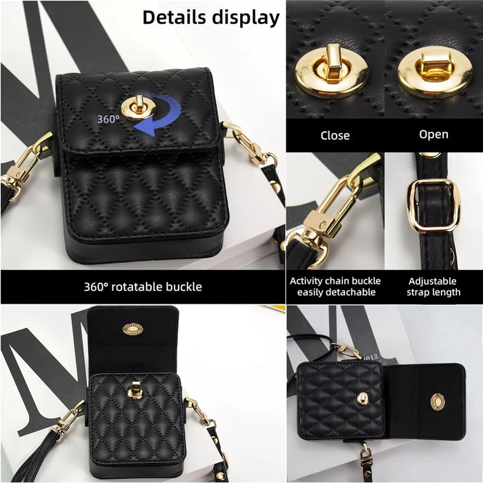 For Samsung Galaxy Z Flip6 5G Case with Shoulder Strap PU + PC Wallet Phone Cover Built-In Back Screen Film - Black - 4