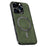 For iPhone 16 Pro Case Compatible with MagSafe PU TPU PC Phone Back Cover with Metal Lens Frame - Green - 1