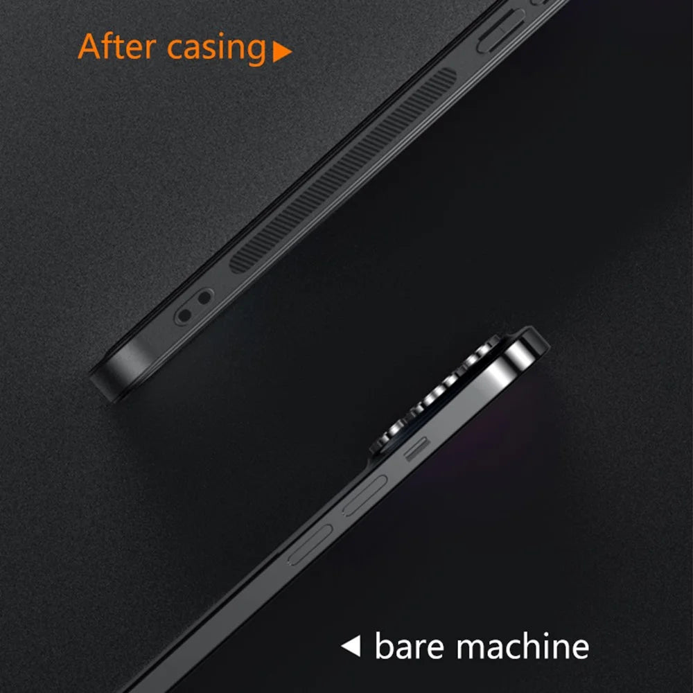 For iPhone 16 Case Compatible with MagSafe PU TPU PC Phone Back Cover with Metal Lens Frame - Black - 2