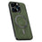 For iPhone 15 Pro Case Compatible with MagSafe PU TPU PC Phone Back Cover with Metal Lens Frame - Green - 1