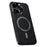 For iPhone 15 Pro Max Case Compatible with MagSafe PU TPU PC Phone Back Cover with Metal Lens Frame - Black - 1