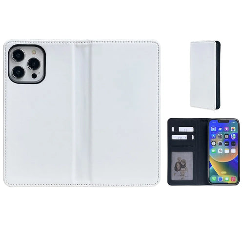 For iPhone 16 Pro Max Case DIY Blank Heat Transfer Leather Flip Phone Cover Set with Inner TPU Case - 1