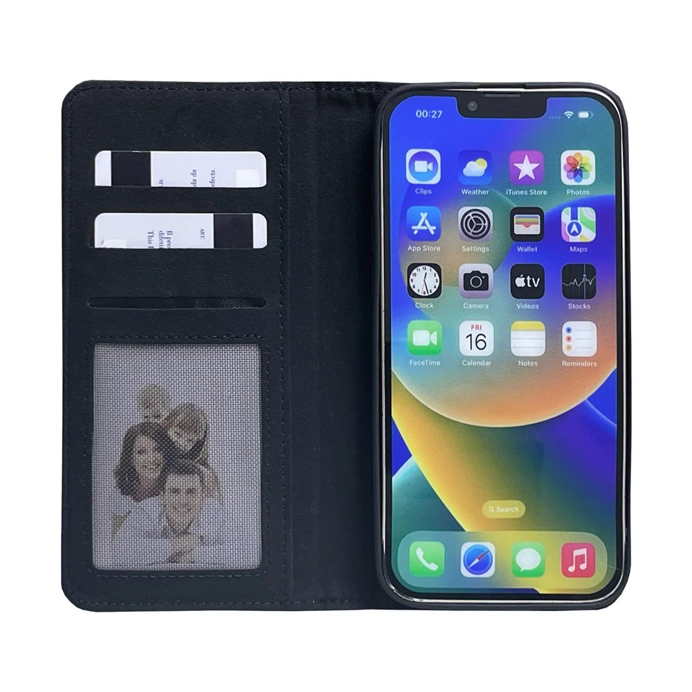 For iPhone 16 Pro Max Case DIY Blank Heat Transfer Leather Flip Phone Cover Set with Inner TPU Case - 2