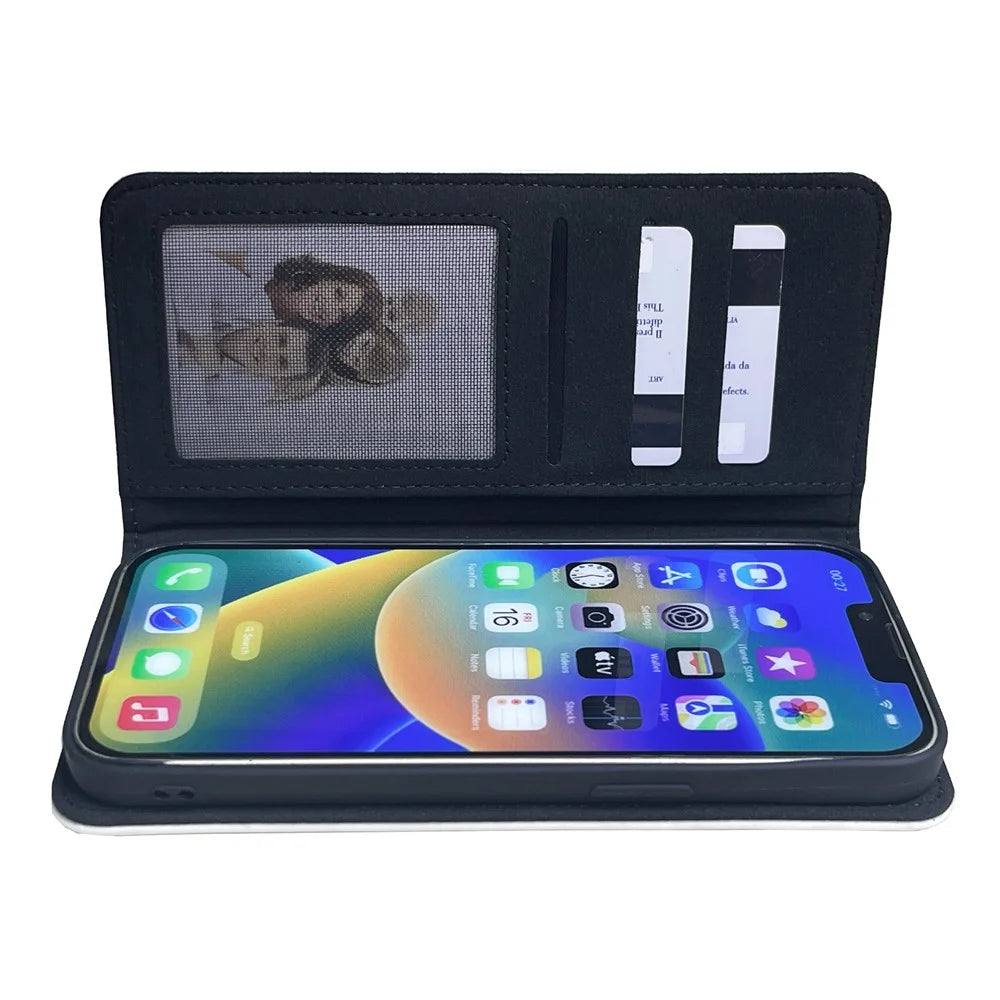 For iPhone 16 Pro Max Case DIY Blank Heat Transfer Leather Flip Phone Cover Set with Inner TPU Case - 4