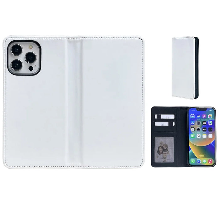 For iPhone 16 Pro Case DIY Blank Heat Transfer Leather Flip Phone Cover Set with Inner TPU Case - 1
