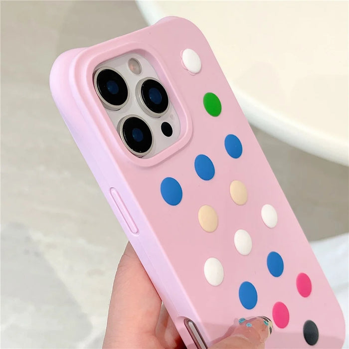 For iPhone 16 Pro Liquid Silicone Case Hollow Out Phone Cover with DIY Mixed Dots - Rose - 3