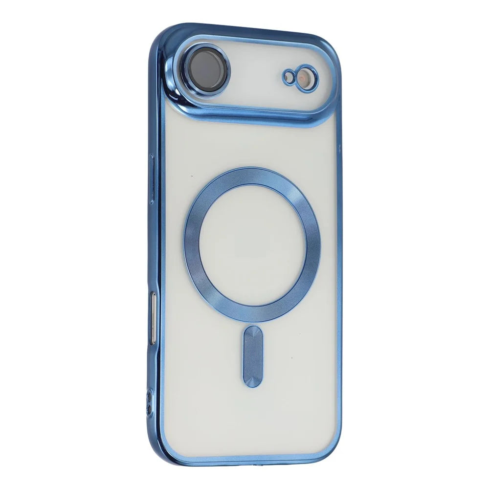 For iPhone Air Magnetic Case CD Veins Glass Lens Guard TPU Phone Back Cover - Blue - 1
