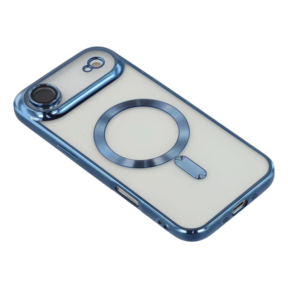 For iPhone Air Magnetic Case CD Veins Glass Lens Guard TPU Phone Back Cover - Blue - 2