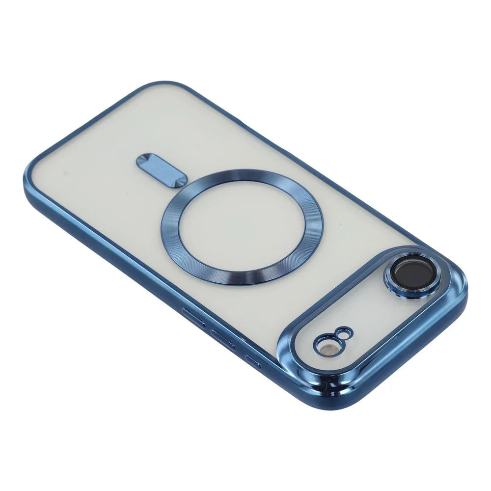 For iPhone Air Magnetic Case CD Veins Glass Lens Guard TPU Phone Back Cover - Blue - 3