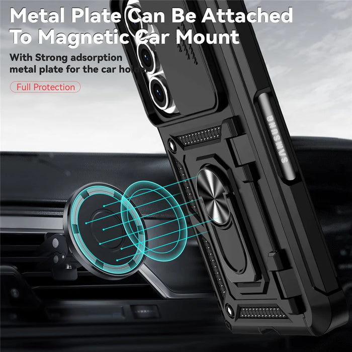 For Samsung Galaxy Z Fold7 5G Case with Wrist Strap / Kickstand Hinge Protection PC + TPU Phone Cover - Black - 4