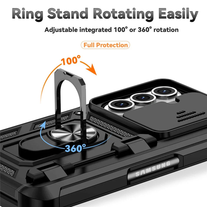 For Samsung Galaxy Z Fold7 5G Case with Wrist Strap / Kickstand Hinge Protection PC + TPU Phone Cover - Black - 7