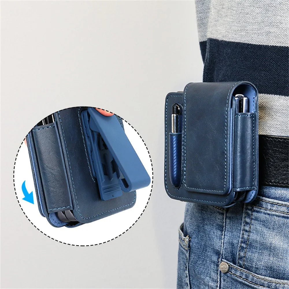For Samsung Galaxy Z Flip7 5G / Flip6 5G / Flip5 5G Phone Pouch Retro Vintage Style Universal Flip Phone Protective Case - Blue - 3