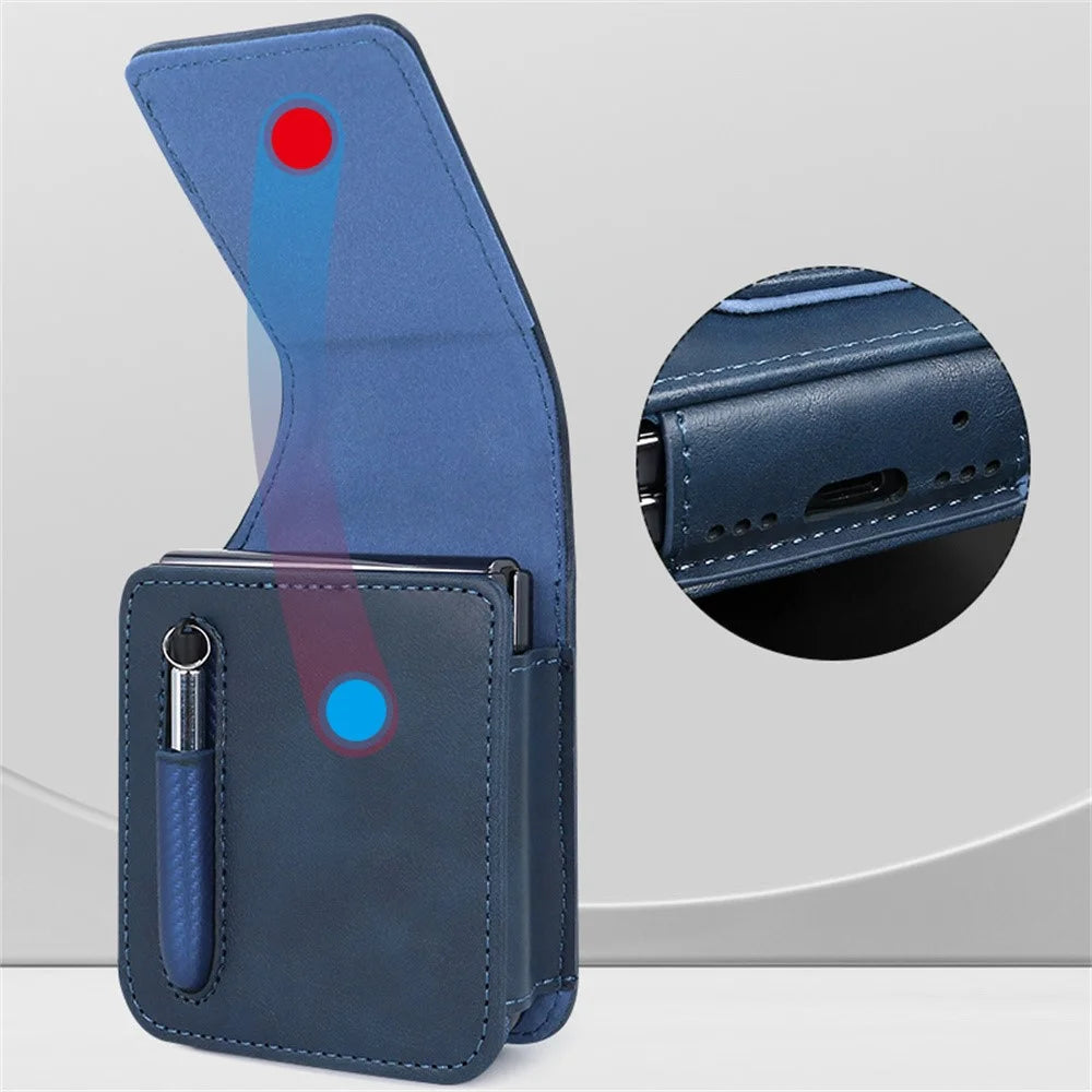 For Samsung Galaxy Z Flip7 5G / Flip6 5G / Flip5 5G Phone Pouch Retro Vintage Style Universal Flip Phone Protective Case - Blue - 4