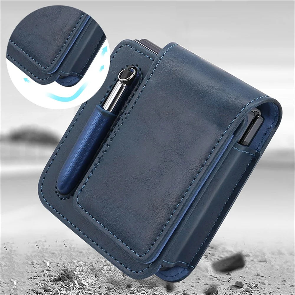 For Samsung Galaxy Z Flip7 5G / Flip6 5G / Flip5 5G Phone Pouch Retro Vintage Style Universal Flip Phone Protective Case - Blue - 6