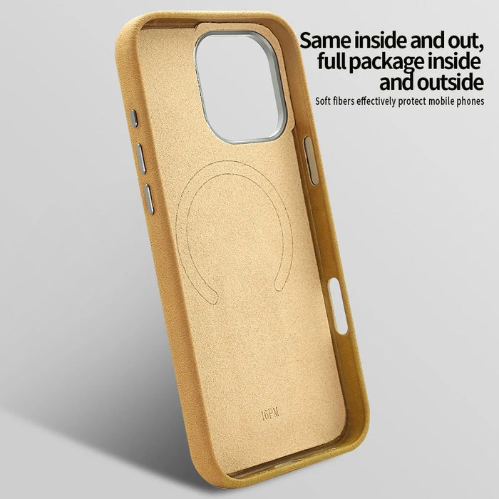For iPhone 16 Pro Max Magnetic Case with Kickstand Retro Jeans Texture PU + PC Phone Cover - Light Brown - 2