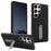 For Samsung Galaxy S25 Ultra Magnetic Case with Kickstand Retro Jeans Texture PU + PC Phone Cover - Black - 1