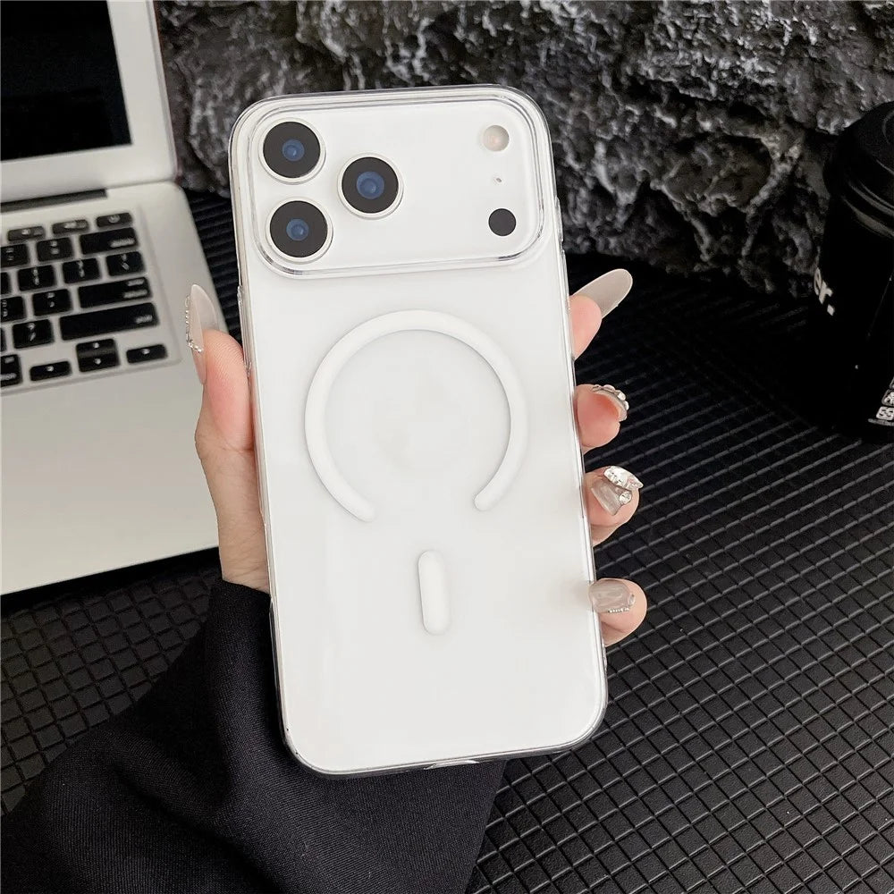 For iPhone 17 Pro Max Crystal Clear Case Compatible with MagSafe Hard PC Phone Cover - Transparent White - 2