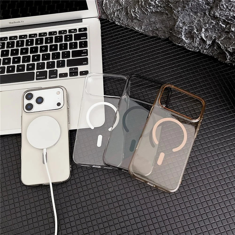 For iPhone 17 Pro Crystal Clear Case Compatible with MagSafe Hard PC Phone Cover - Transparent White - 5