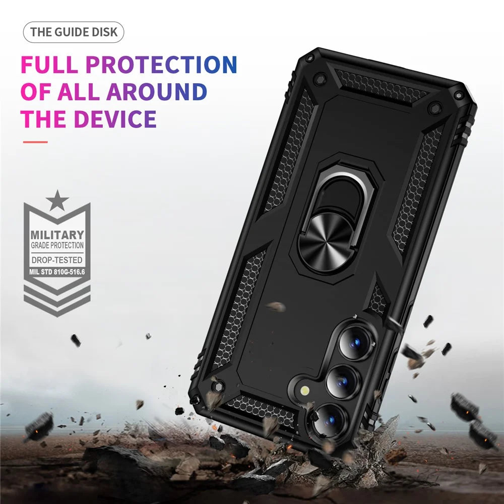 For Samsung Galaxy S25 FE Case PC + TPU Phone Cover with Kickstand - Black - 4