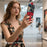 For Samsung Galaxy Z Flip7 5G Kickstand Case Flower Pattern Leather+PC Phone Cover with Back Film - Black - 6